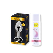 Металева анальна пробка Alive Mini Metal Butt Plug S + Лубрикант на силіконовій основі pjur Woman 30 мл