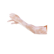 Рукавички Leg Avenue Lace Opera Length Gloves, One Size, білі, вище ліктя, сітка з квітковим візерунком