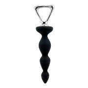 Анальний ланцюжок Adrien Lastic Arrow II, чорний, силіконовий, гнучкий, з металевою ручкою, діаметр 3,2 см