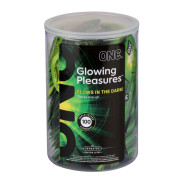 Набір презервативів ONE Glowing Pleasures, 100 шт, світяться в темряві, зі змазкою, паковання-тубус