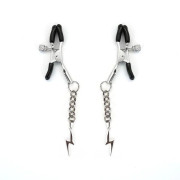 Затискачі для сосків Liebe Seele Lightning Nipple Clamps Silver, підвіска-блискавка