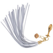 Анальна пробка з флогером LOCKINK SEVANDA White Pony-Tail Anal Pear-shape Plug