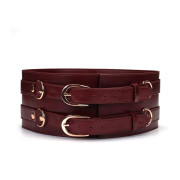 Шкіряний пояс для бондажу Liebe Seele Wine Red Waist Cuff, S Size