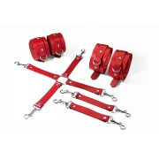 Набір для БДСМ 3 в 1 Feral Feelings BDSM Kit 3 Red, наручники, поножі, хрестовина