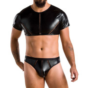 Комплект чоловічої білизни під латекс Passion 057 SET PETER L/XL Black, кроп-топ, стринги Комплект чоловічої білизни під латекс Passion 057 SET PETER L/XL Black, кроп-топ, стринги