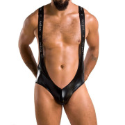 Чоловіче відкрите боді Passion 027 BRUNO S/M Black, під латекс, на шлейках Чоловіче відкрите боді Passion 027 BRUNO S/M Black, під латекс, на шлейках