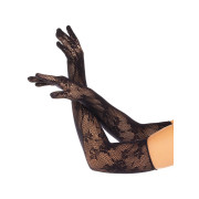 Рукавички Leg Avenue Lace Opera Length Gloves, One Size, чорні, вище ліктя, сітка з квітковим візерунком