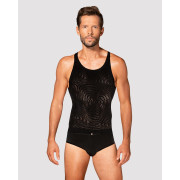 Чоловіча напівпрозора майка-борцовка з візерунком Obsessive T103 tank top S/M/L, чорна Чоловіча напівпрозора майка-борцовка з візерунком Obsessive T103 tank top S/M/L, чорна
