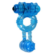 Ерекційне віброкільце Alive: Double Ding Ring Blue, два мотори