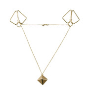 SX0844 Затискачі для сосків з важкою підвіскою LOCKINK Nipple Clamps with Heavy Pendant, золотисті