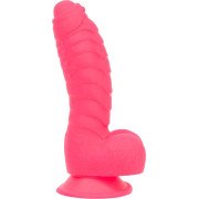 Ребристий фалоімітатор на присосці ADDICTION — Tom 7″ Dildo With Balls — Pink, віброкуля в подарунок Ребристий фалоімітатор на присосці ADDICTION — Tom 7″ Dildo With Balls — Pink, віброкуля в подарунок
