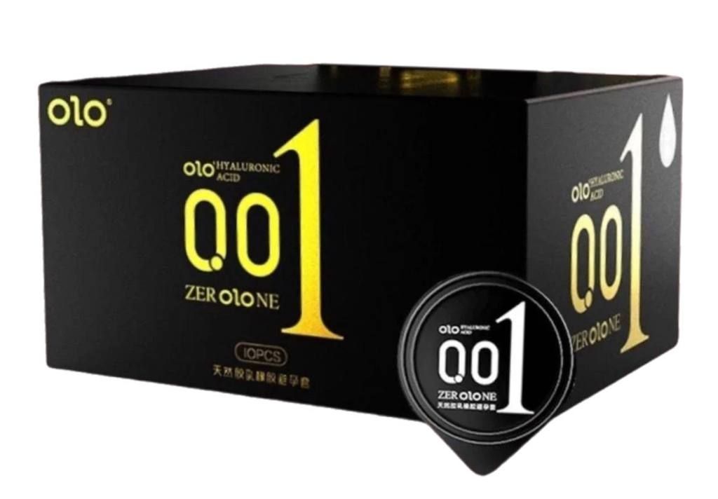 OLO 0.01 jelly box condoms black, зі збільшеною кількістю лубриканту