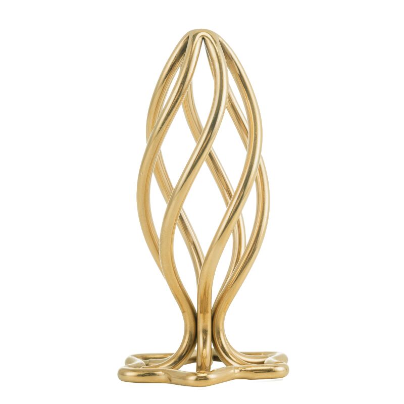 Металева анальна пробка LOCKINK SEVANDA Hollow Spiral Golden, S, золотиста, діаметр 2,6 см