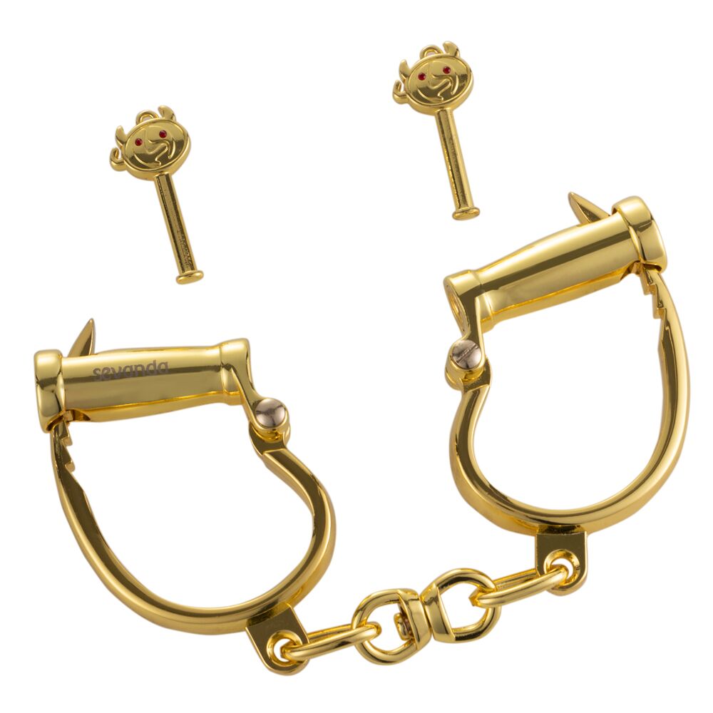 Наручники LOCKINK Love-slave Handcuffs, золотисті, металеві, у формі стремен