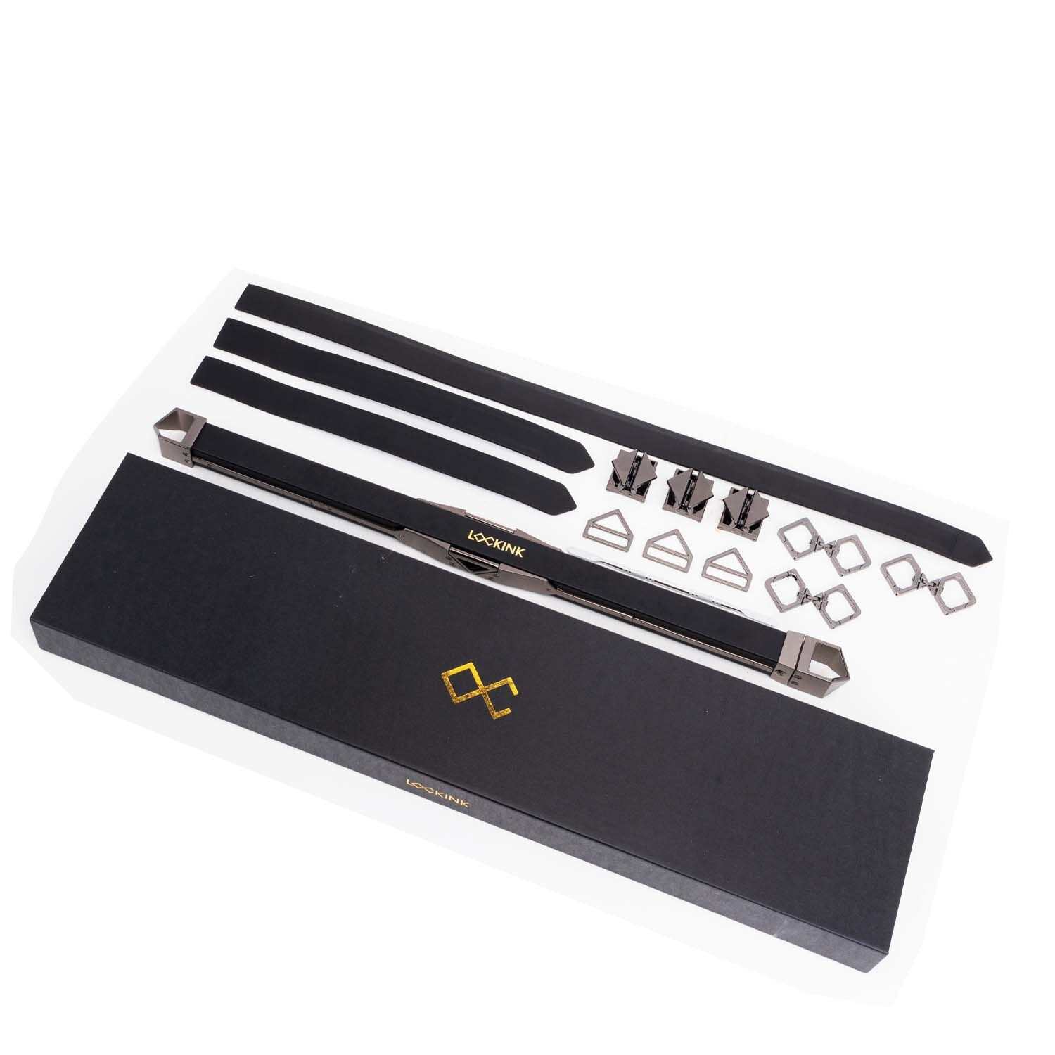 Фіксатор-розпірка LOCKINK Adjustable Spreader Bar Set, чорний, шкіряний, ремені для шиї, рук/ніг