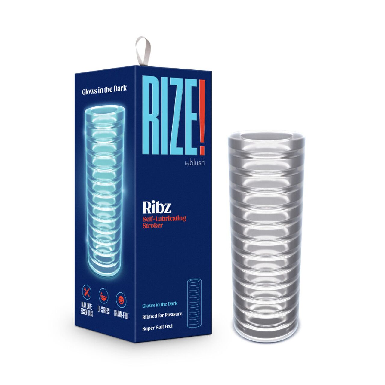 Мастурбатор Blush Rize – Ribz Glow in the Dark Masturbator – Clear, нейтральний, світиться в темряві