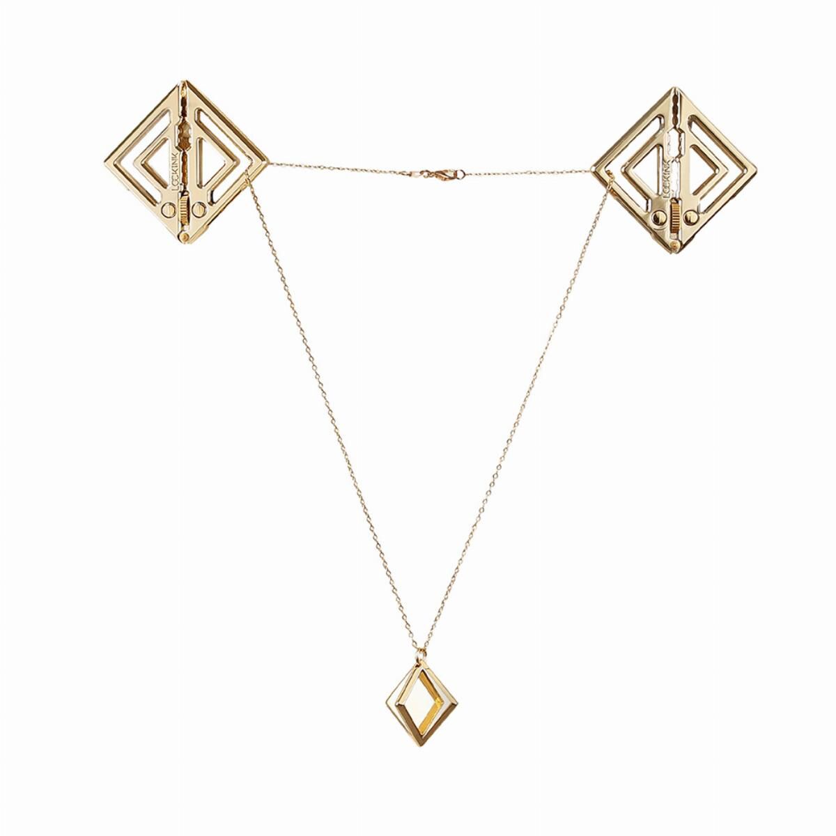 Затискачі для сосків з легкою підвіскою LOCKINK Adjustable Nipple Clamps with Light Pendant, золотисті