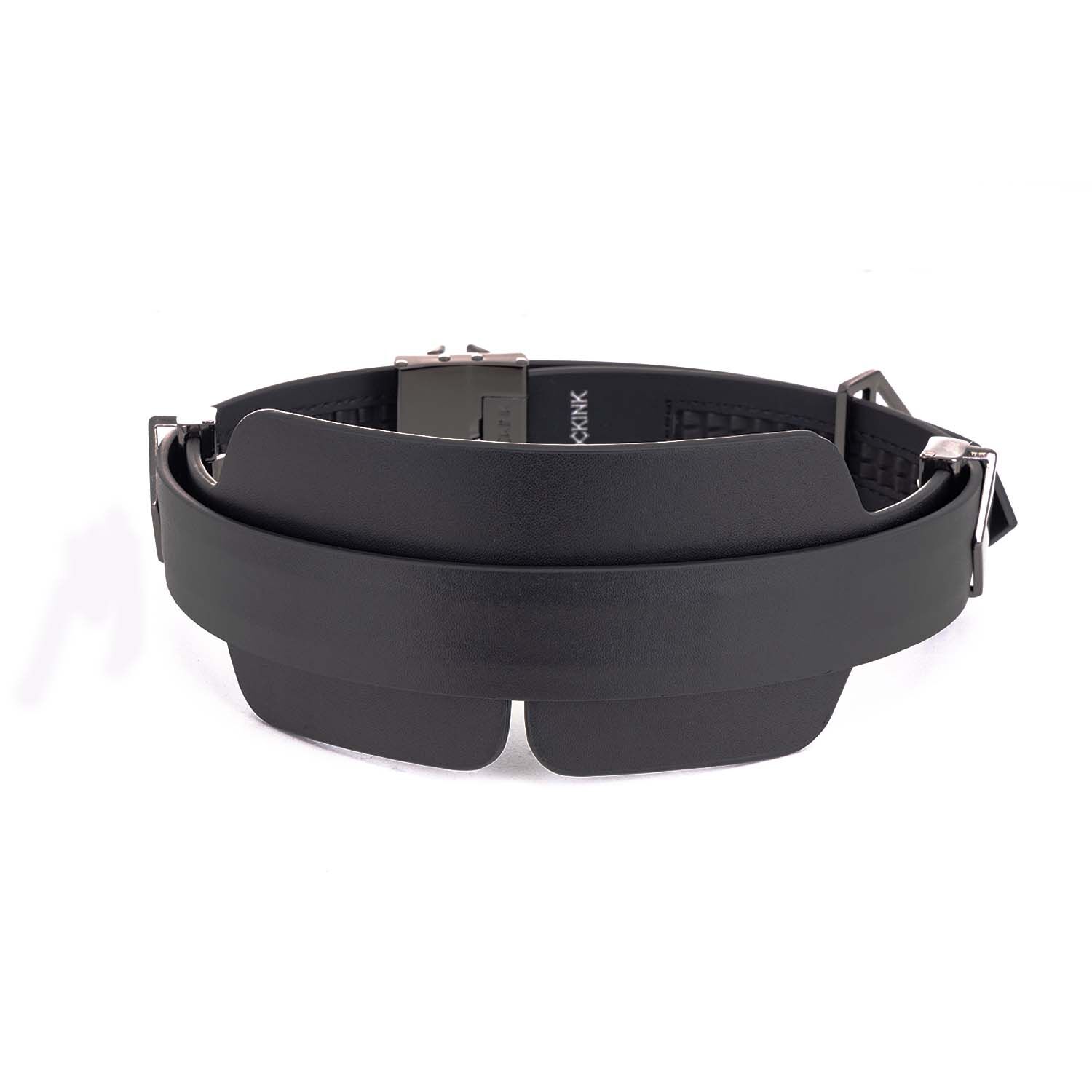 Маска на очі LOCKINK Blindfold Kit, чорна, натуральна шкіра, регульований обсяг