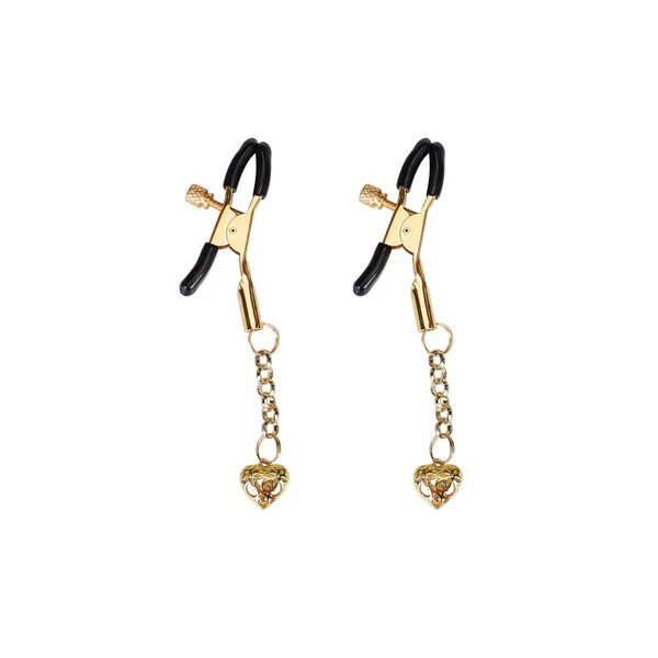 Затискачі для сосків з підвіскою Liebe Seele Hollow Heart Nipple Clamps Gold