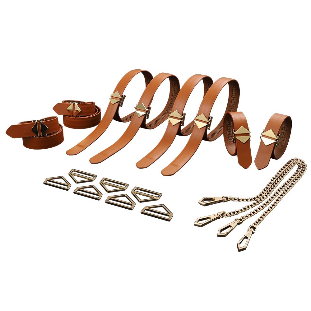Набір для бондажу LOCKINK 8-Bondage-Straps Restraint Set, коричневий, 8 ременів з натуральної шкіри