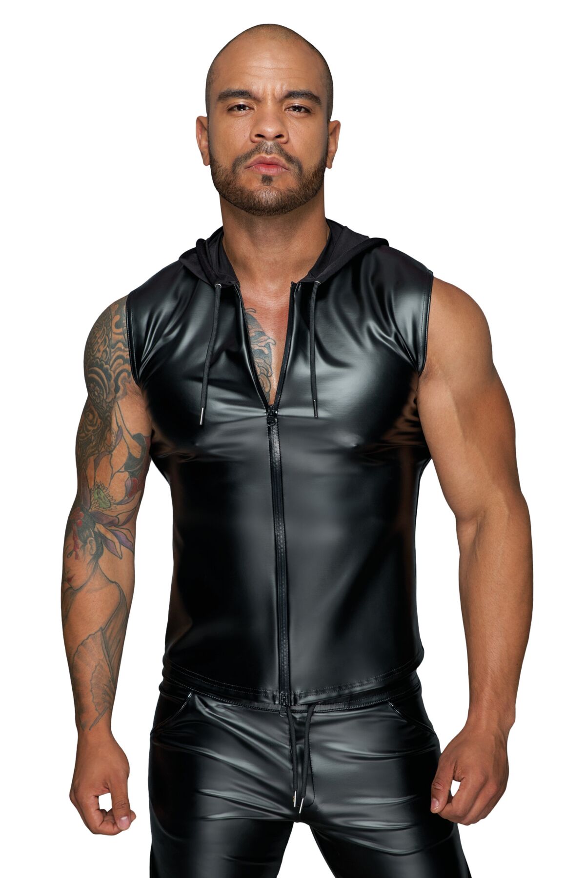 Чоловіча безрукавка з капюшоном Noir Handmade H062 Hooded Shirt, M, мокрий ефект