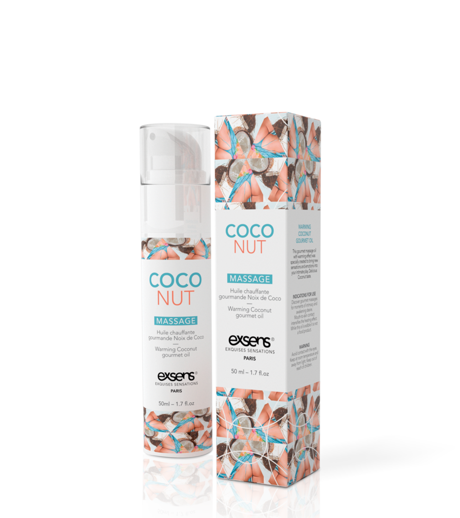 Масажна олія EXSENS Coconut 50 мл розігріває, без цукру, без парабенів, їстівне
