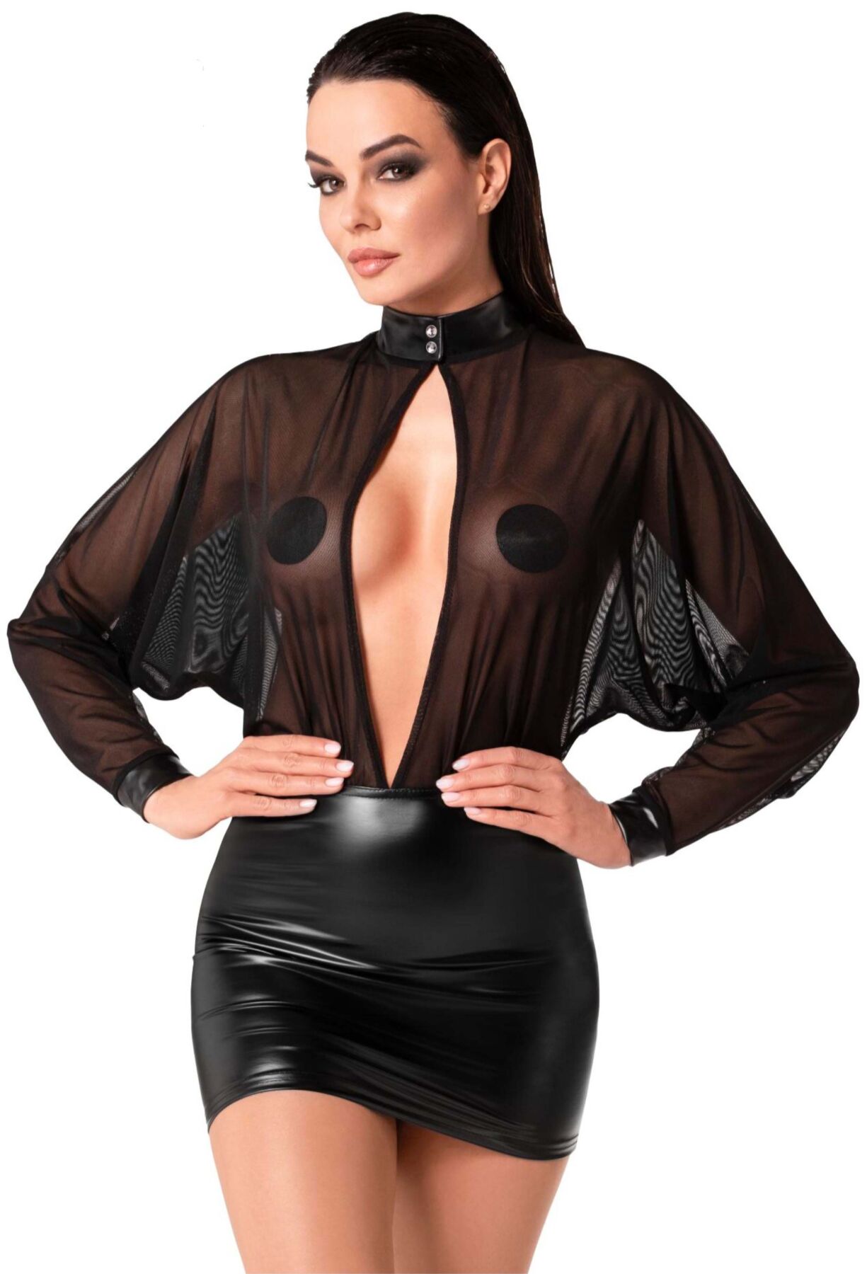 Сукня Noir Handmade F348 Powerwetlook and tulle dress - 6XL