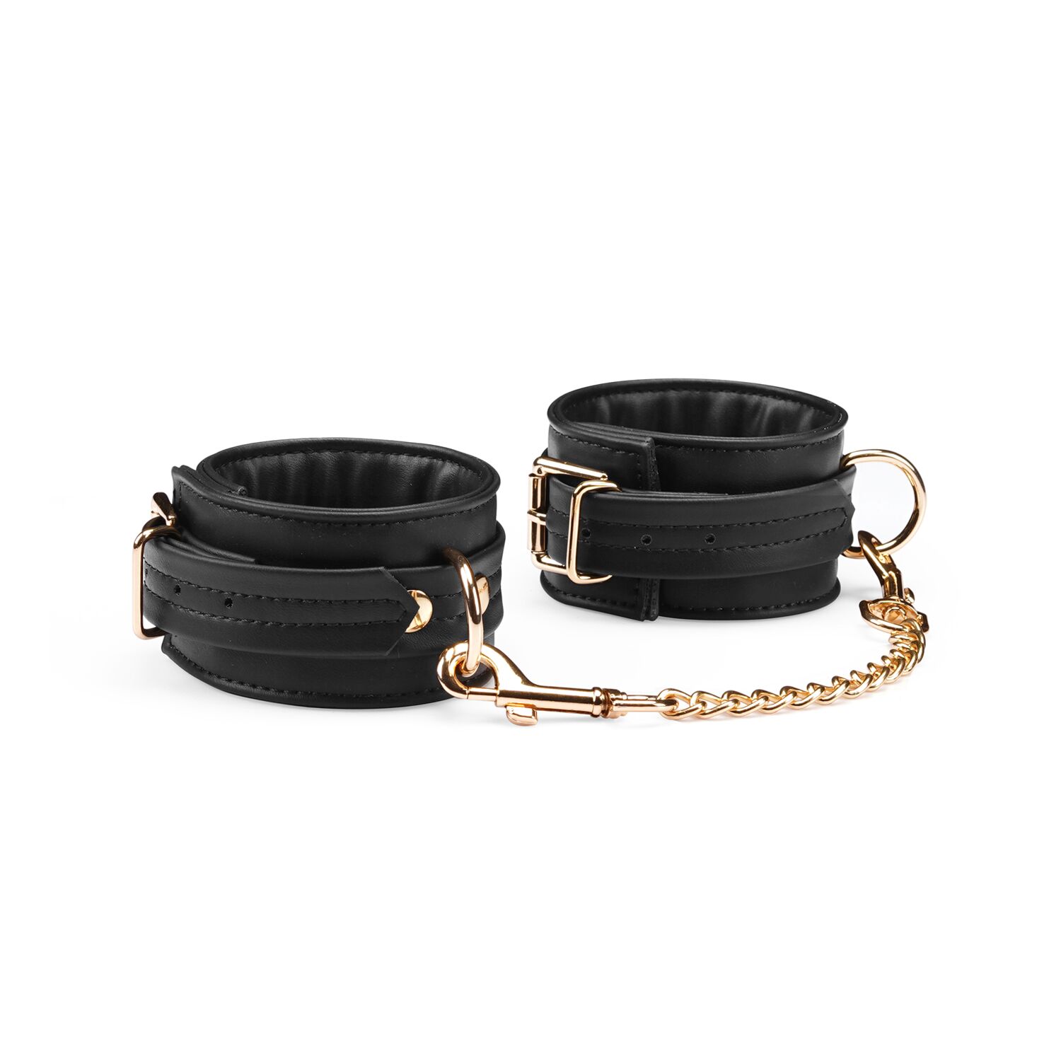 Наручники з ланцюжком Liebe Seele Black Organosilicon Wrist Cuff, екошкіра