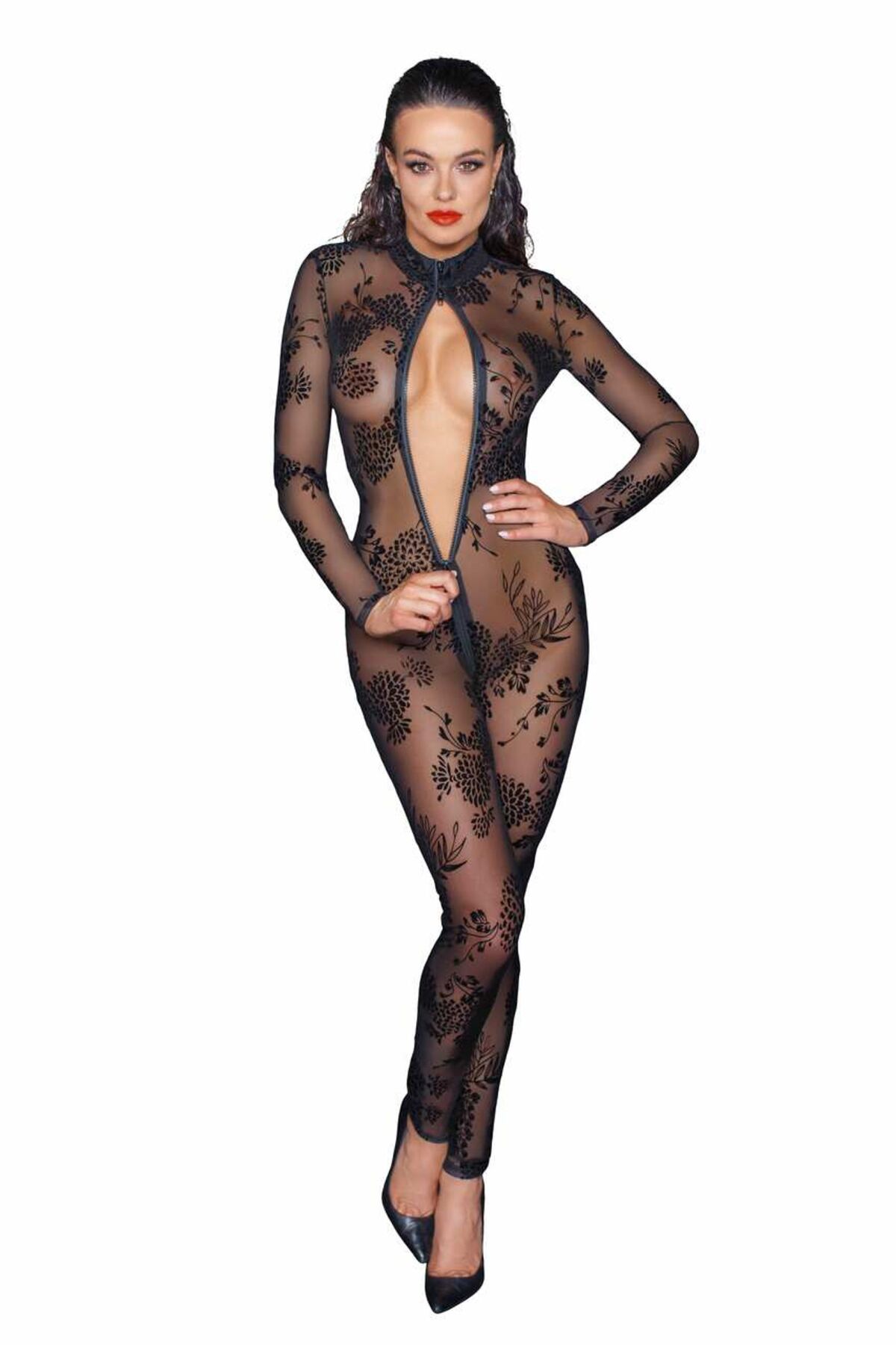 Сітчастий бодістокінг Noir Handmade F237 Long tulle overall, XXL
