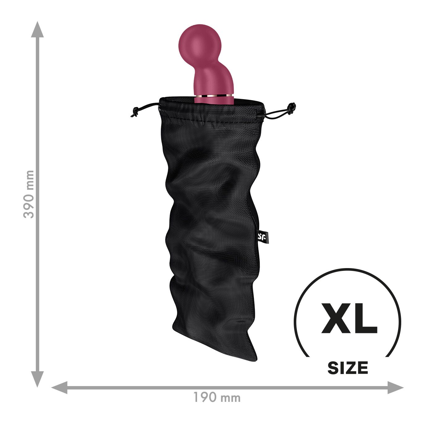 Мішечок для секс-іграшок Satisfyer Treasure Bag XL, чорний, на шнурку