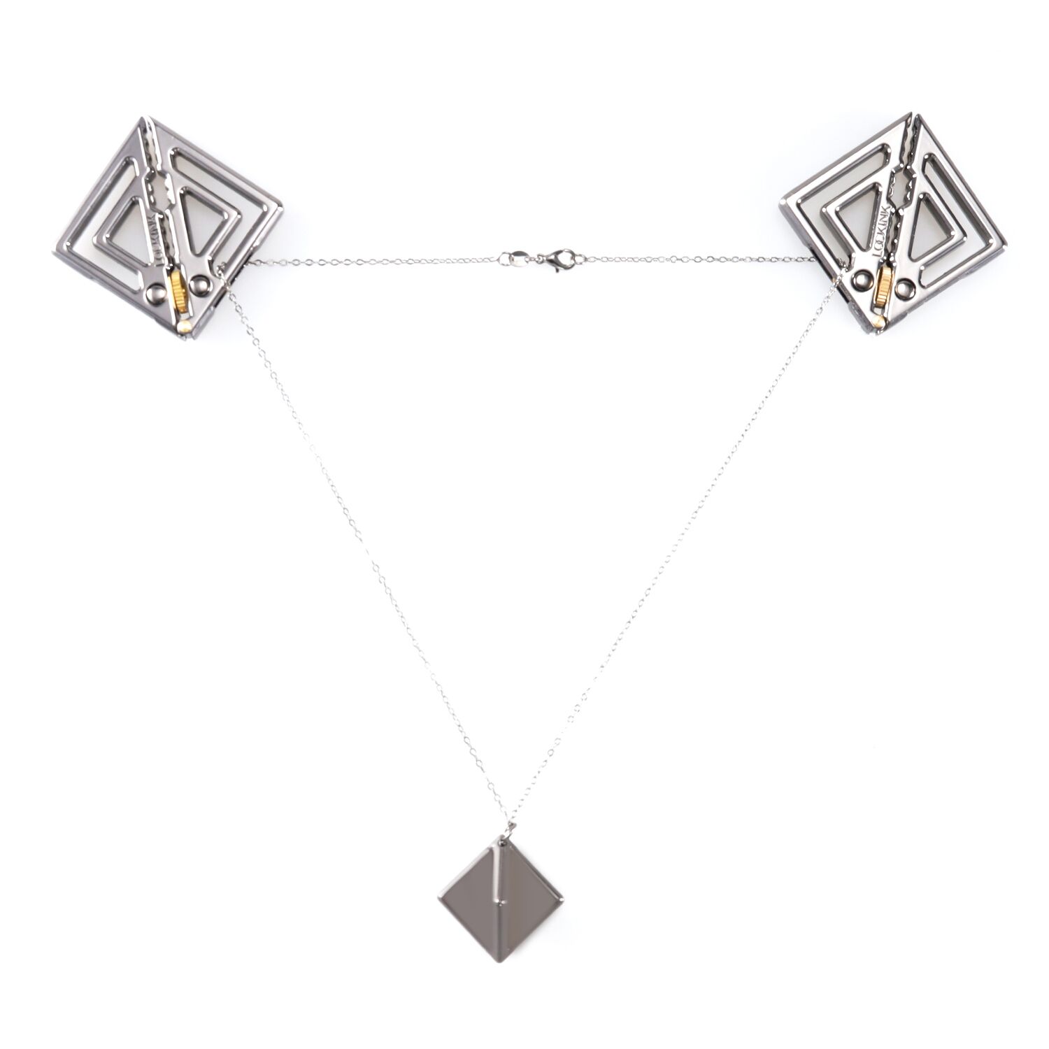 Затискачі для сосків з легкою підвіскою LOCKINK Adjustable Nipple Clamps with Light Pendant, сріблясті