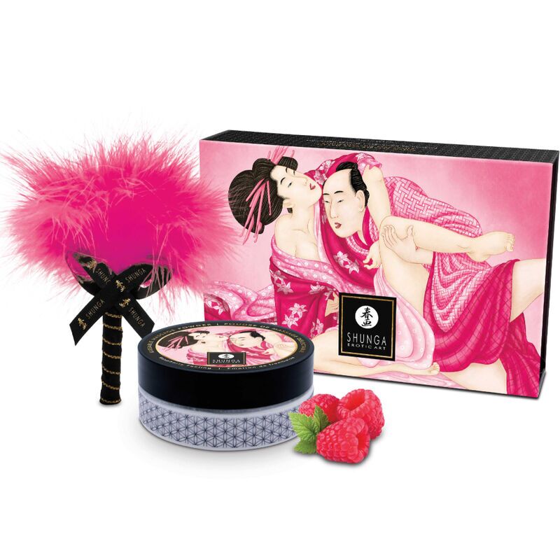 Смачна пудра для оральних пестощів Shunga Body Powder Raspberry feeling, 75 г, аромат малини
