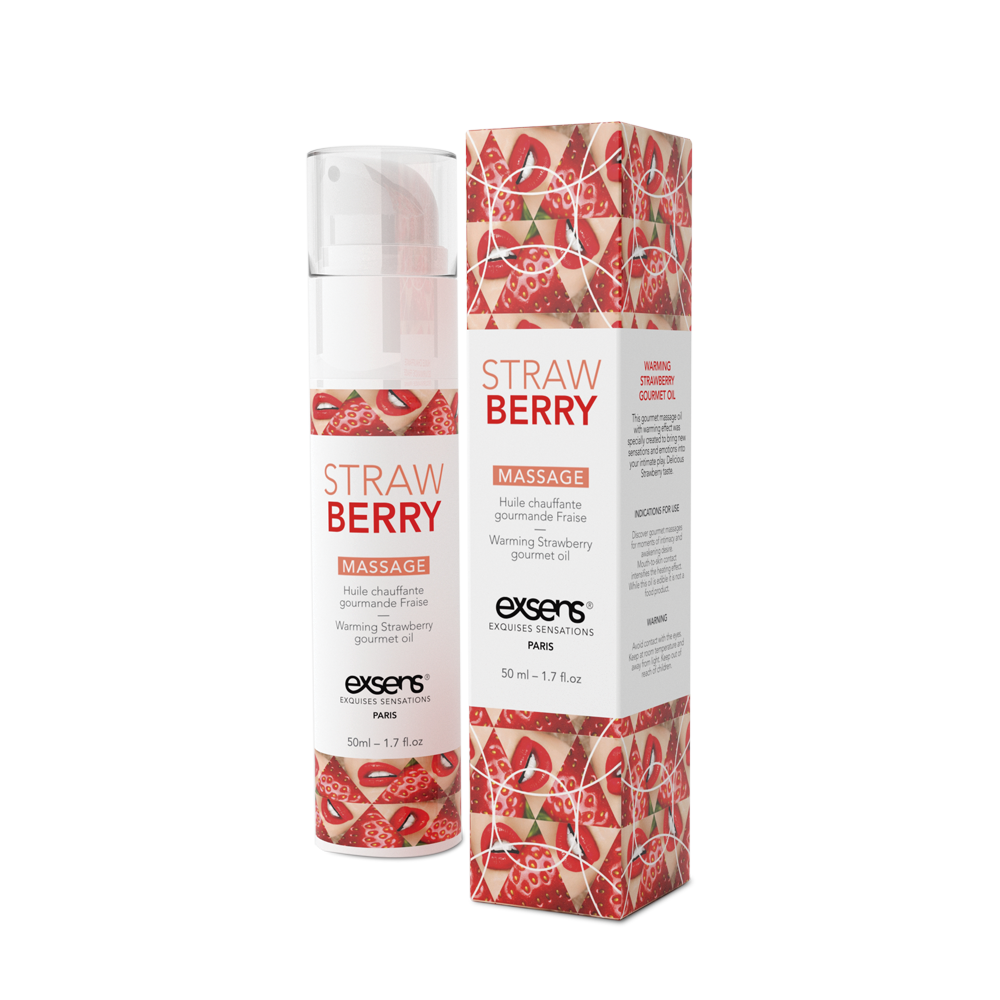 Масажна олія EXSENS Strawberry 50 мл розігрівальна, без цукру, без парабенів, їстівна